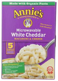 ANNIE'S HOMEGROWN: Macaroni and Cheese with Real White Cheddar 5 Single Servings, 10.7 Oz