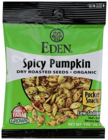 EDEN FOODS: Spicy Pumpkin Seeds Pocket Snacks, Organic, 1 OZ