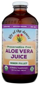 LILY OF THE DESERT: Organic Aloe Vera Juice Inner Fillet Preservative Free, 32 oz