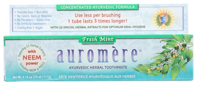 AUROMERE: Ayurvedic Herbal Toothpaste Fresh Mint, 4.16 oz