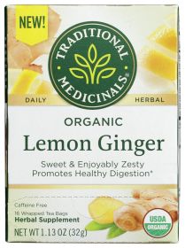 TRADITIONAL MEDICINALS: Tea Lemon Ginger Org, 16 bg