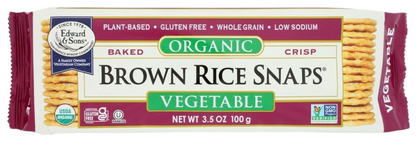 EDWARD & SONS: Baked Brown Rice Snaps Vegetable, 3.5 oz