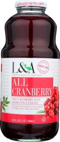 L & A JUICE: All Cranberry Juice, 32 oz