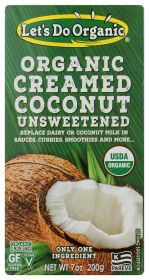 LET'S DO ORGANIC: Creamed Coconut Unsweetened, 7 oz