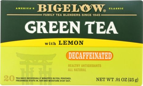 BIGELOW: Green Tea with Lemon Decaf 20 Bags, 0.91 oz