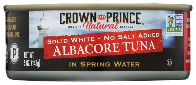 CROWN PRINCE: Solid White Albacore Tuna No Salt, 5 oz