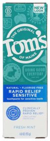 TOMS OF MAINE: Rapid Relief Sensitive Natural Toothpaste, 4 oz