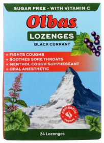 OLBAS: Maximum Strength Sugar Free Lozenges Black Currant Flavor, 24 Lozenges