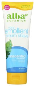 ALBA BOTANICA: Natural Very Emollient Cream Shave Unscented, 8 oz