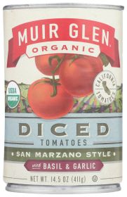 MUIR GLEN: Organic Diced Tomatoes With Basil And Garlic, 14.5 oz