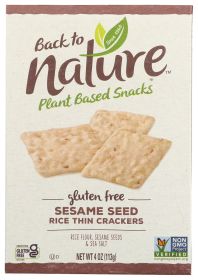 BACK TO NATURE: Gluten Free Sesame Seed Rice Thin Crackers, 4 oz