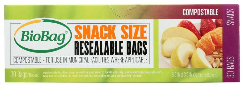 BIOBAG: Resealable Snack Bags, 30 bg