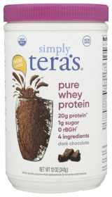 TERA'S WHEY: rBGH Free Whey Protein Fair Trade Dark Chocolate, 12 oz