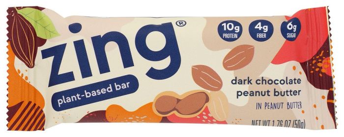 ZING BARS: Dark Chocolate Peanut Butter Nutrition Bar, 1.76 oz