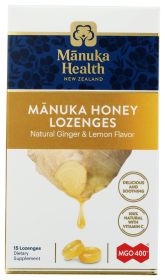 MANUKA HEALTH: Lozenge Honey  Ginger & Lemon , 15 pc