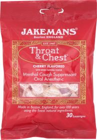 JAKEMANS: Lozenge Throat and Chest Menthol Cherry, 30 pc