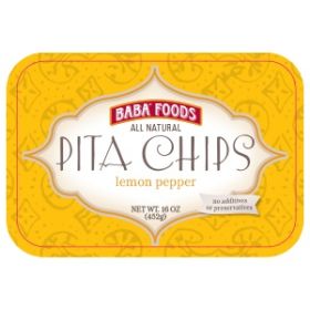 BABA FOODS: Lemon Peppers Pita Chips, 16 oz