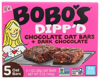 BOBOS OAT BARS: Dippd Chocolate Oat Bar Plus Dark Chocolate, 5 oz