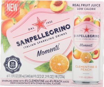 SAN PELLEGRINO: Momenti Clementine & Peach Sparkling Drinks 6 Count, 66.90 fl oz