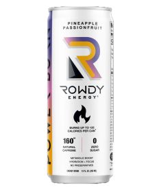 ROWDY ENERGY: Beverage Power Burn Pineapple Passionfruit, 12 FO