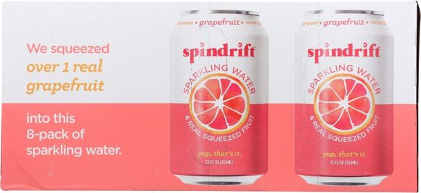 SPINDRIFT: Grapefruit Sparkling Water 8 Pack, 96 fo