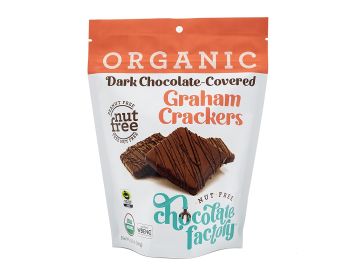 NUT FREE CHOCALATE FACTORY: Dark Chocolate Covered Graham Crackers, 5.6 OZ