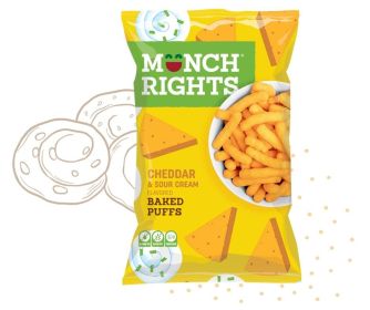 MUNCH RIGHTS: Cheddar Sour Cream Baked Puffs, 12 oz