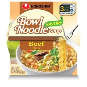 NONG SHIM: Savory Beef Bowl Noodle Soup, 3.03 oz