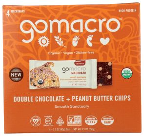 GOMACRO: Bar Dbl Choc Pb Chip 4Ct, 9.2 oz