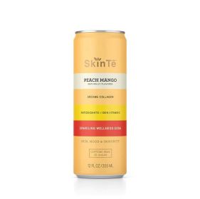 SKIN TE: Peach Mango Sparkling Wellness Tea, 12 fo