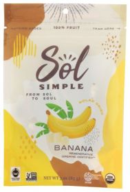 SOL SIMPLE: Solar Dried Banana Organic Regenerative Certified, 3 oz